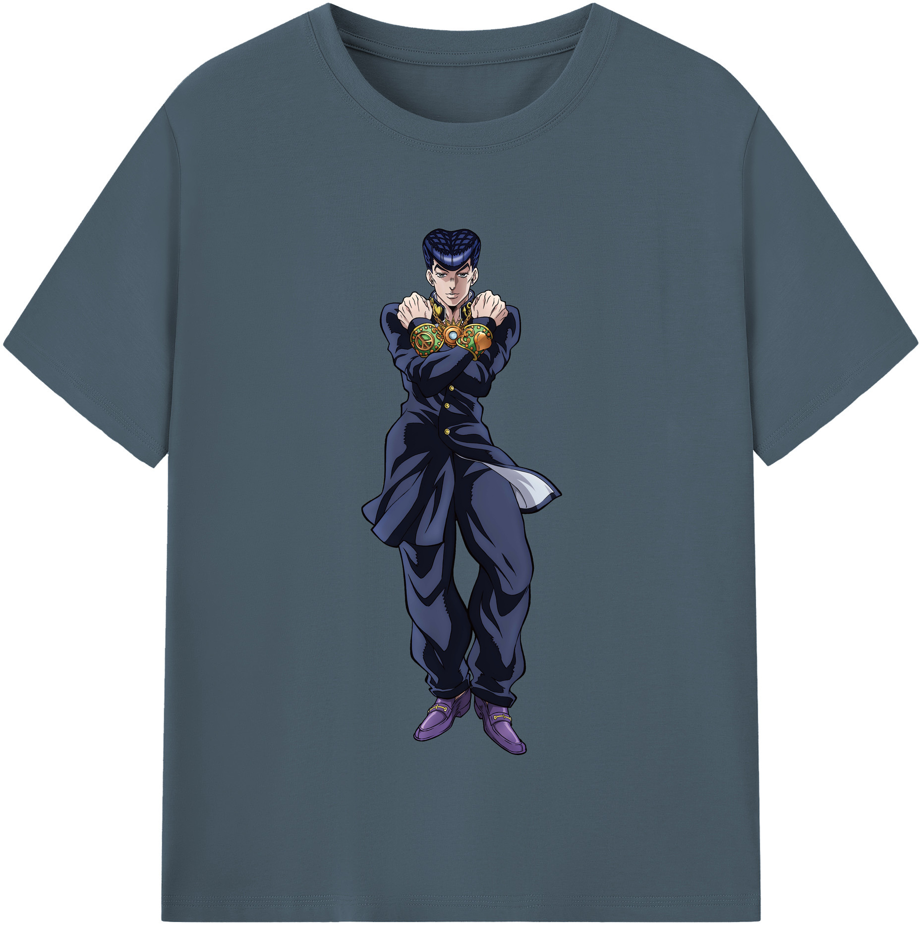 （画像用） ジョジョの奇妙な冒険 ひがしかた じょうすけ JoJo's Bizarre Adventure Higashikata Josuke 綿100％半袖Tシャツ（フロントプリント）